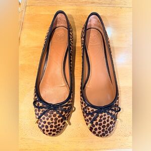 Women’s Tory Burch Cheetah Print Ballet Flats with Black Trim Size 9 1/2